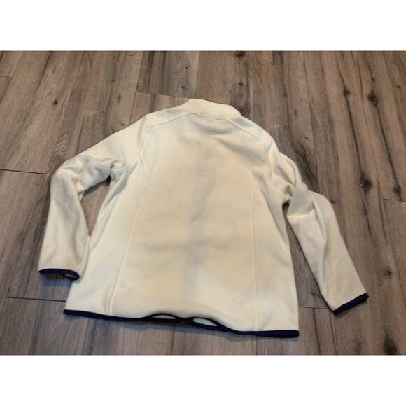 L.L. Bean Womans L Pet Cream Full Zip Fleece with Blue Trim Pockets Item 502660 - Picture 6 of 6
